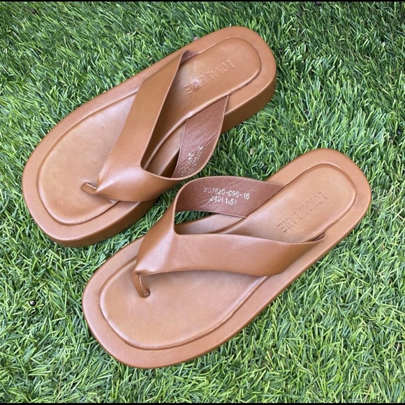lokal lane vegan leather the huey platform flip flop sandals shoes women’s 7. - Picture 2 of 6
